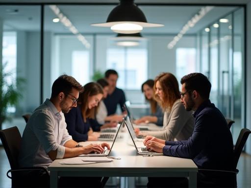 Modern ofiste işbirliği yapan Anadolu Translation ekibi